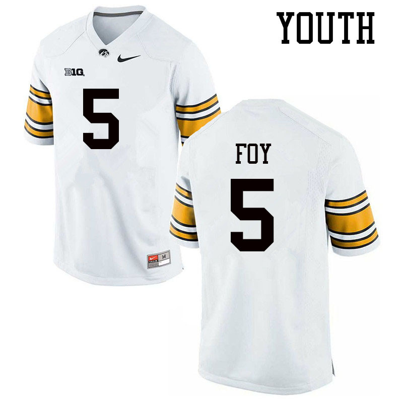 Youth #5 Javon Foy Iowa Hawkeyes College Football Jerseys Sale-White